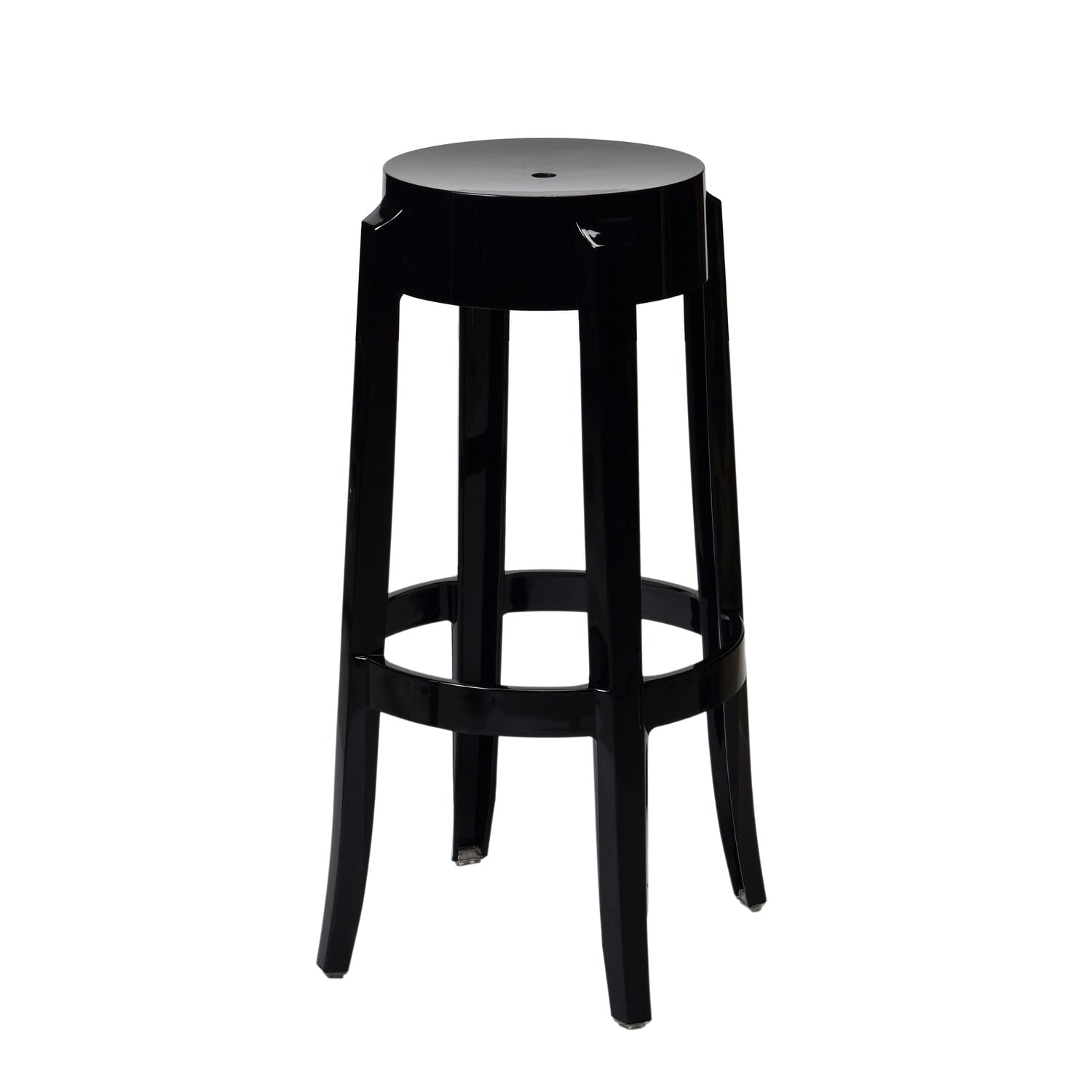 32.5 In.H Black Finish Low Back Metal Frame Barstool Polyester Seat Set Of 1 34