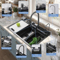 Modland 30 32 Drop In Workstation Kitchen Sink Set 18 Gauge Honeycomb Stainless Steel Single Bowl With Faucet Glass Rinser