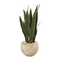 32 Sansevieria Artificial Plant In Sand Colored Planter