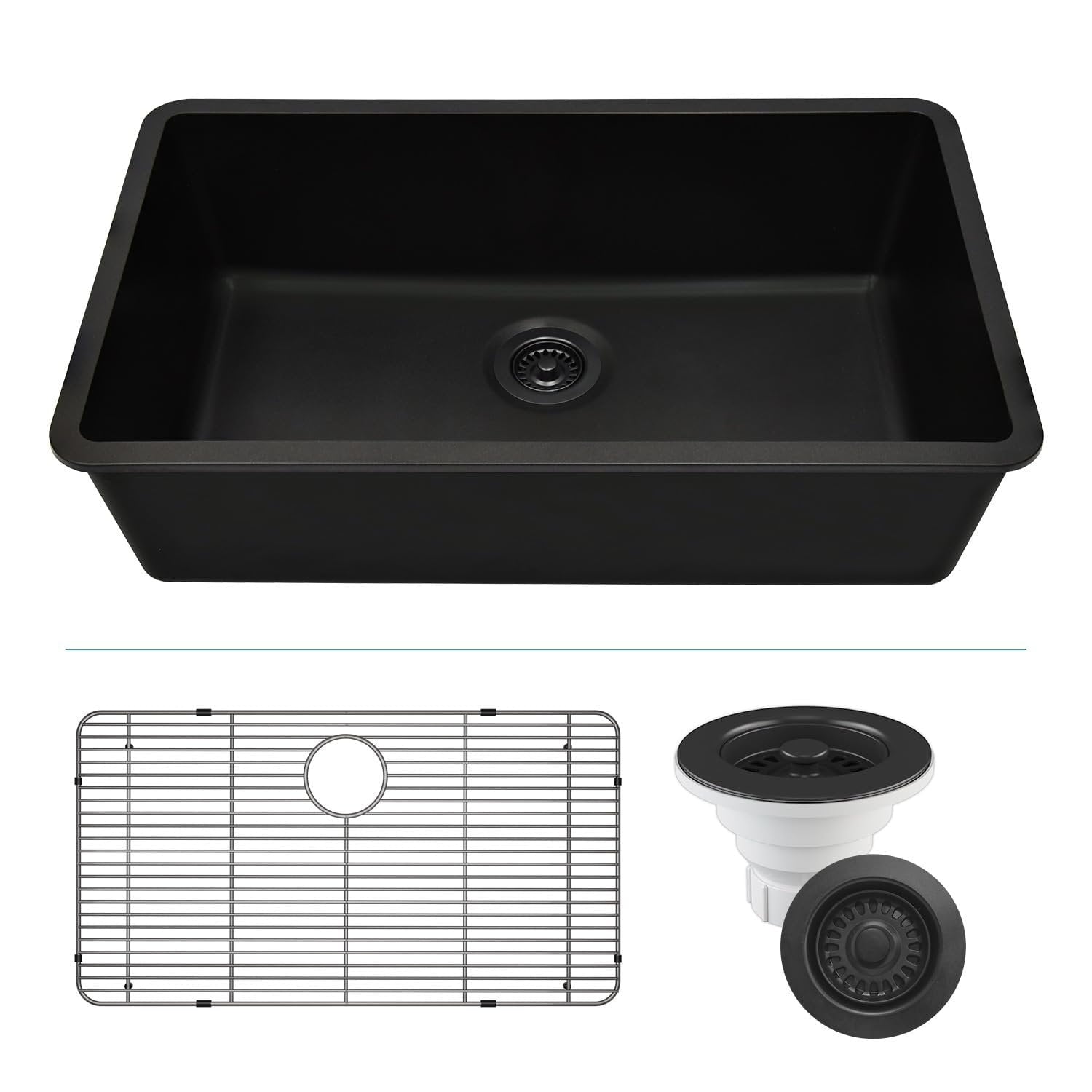 Lexicon Platinum Quartz Composite 32X19 Inch Kitchen Sink With Large Single Bowl