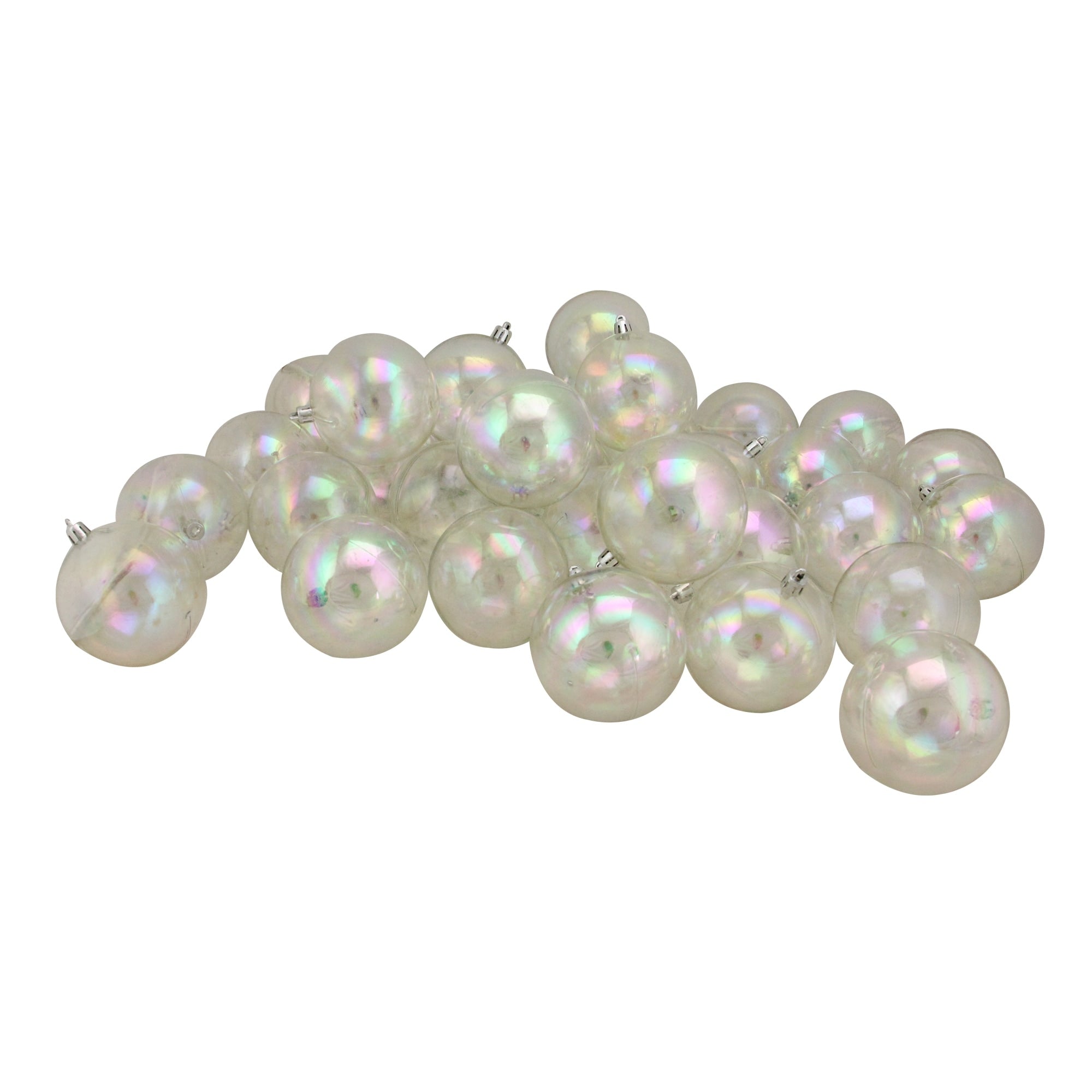 32 Clear Iridescent Shatterproof Shiny Christmas Ball Ornaments 3.25