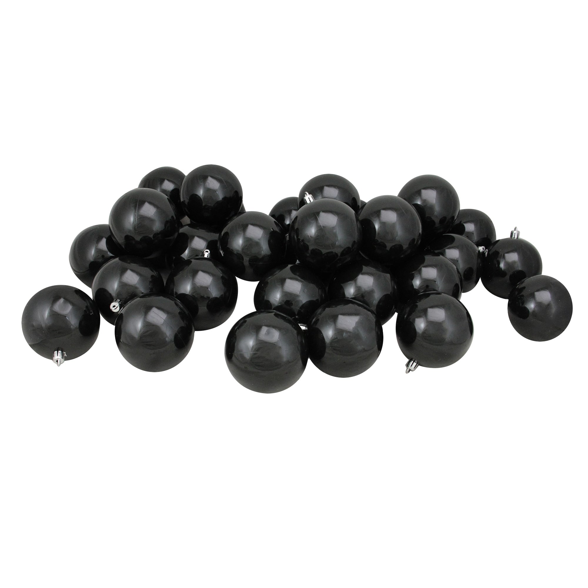 32Ct Jet Black Shatterproof Shiny Christmas Ball Ornaments 3.25 80Mm
