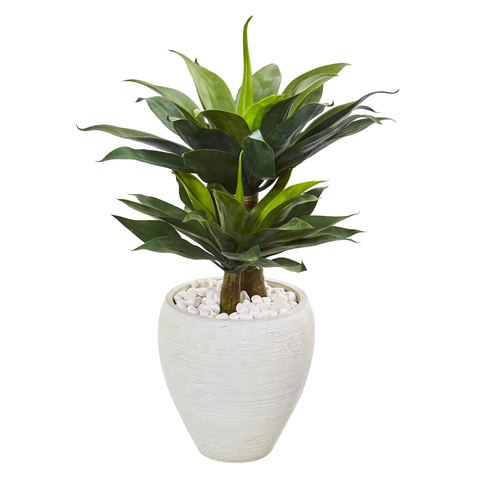 33 Double Agave Succulent Artificial Plant In White Planter