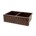 Premier Copper Products Hammered Copper Kitchen Apron Double Basin Sink