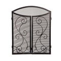 33 In. X 26 In. Iris Scroll Tri Fold Metal Fireplace Screen 33 X 26 X 12