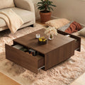 33.25 Square Coffee Table With 4 Drawers Modern Storage Center Table For Living Room