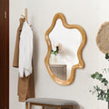33.46 22.24 Irregular Shaped Wall Mirror With Natural Wood Frame