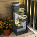 33.5 Outdoor Water Fountain 4 Tier Floor Standing Resin Cascading Bowls Waterfall Fountain With Led Lights Pump