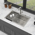 33 Drop In Kitchen Sink With Pull Out Faucet And Soap Dispenser 33X22X10 Inch Single Bowl 16 Gauge Stainless Steel