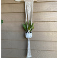 33 H Hanging Macrame With 4 Ceramic Pot Matte White