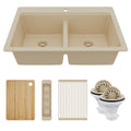33 Top Mount Double Bowl Quartz Kitchen Sink Kit