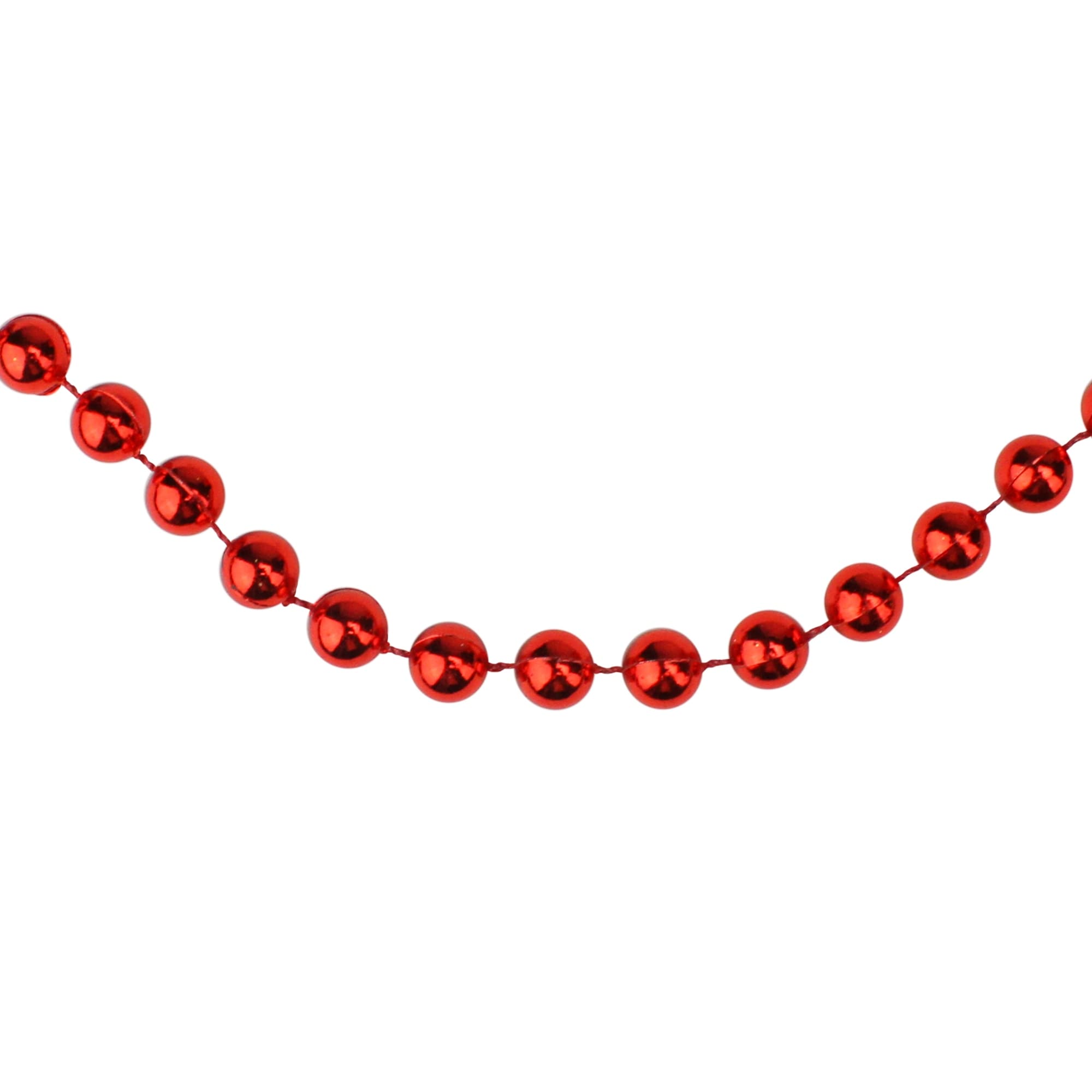 33 Round Shiny Metallic Red Beaded Christmas Garland N A