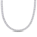 33Ct Tgw Created White Sapphire Classic Tennis Necklace In Sterling Silver By Miadora