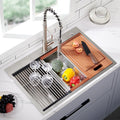 33X22 Drop In Stainless Steel Workstation Sink 33 Inch 18 Gauge Stainless Steel Drop In Kitchen Sink