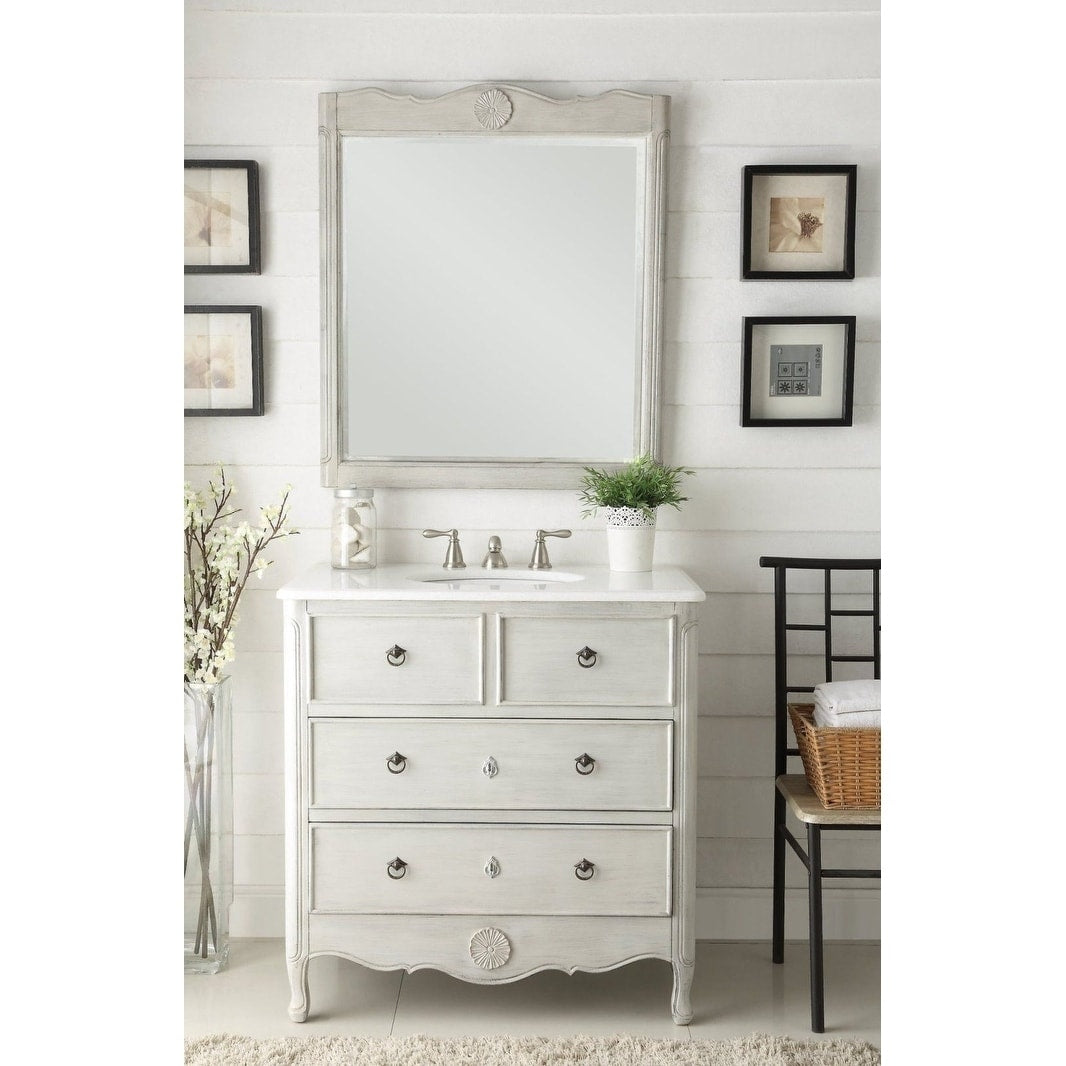 34 Benton Collection Daleville Vintage Gray Bath Vanity Mirror