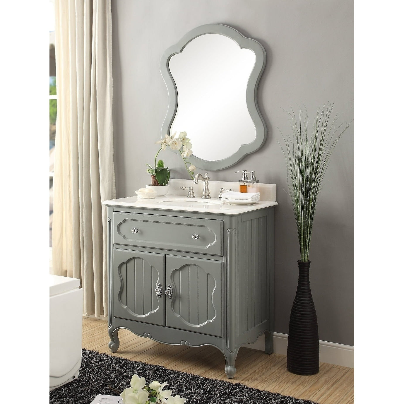 34 Benton Collection Knoxville Gray Bathroom Vanity Mirror