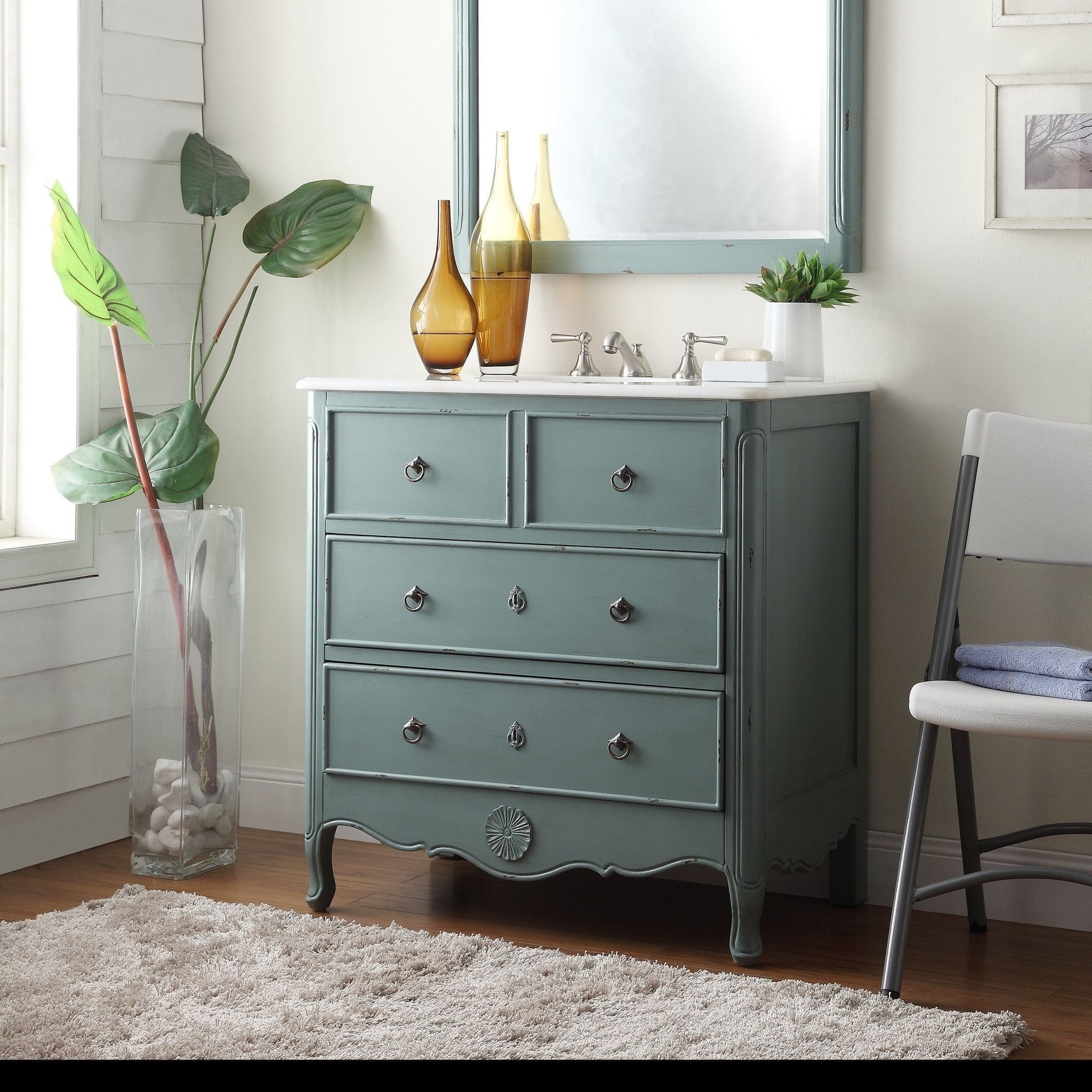 34 Benton Collection Vintage Blue Daleville Bathroom Sink Vanity