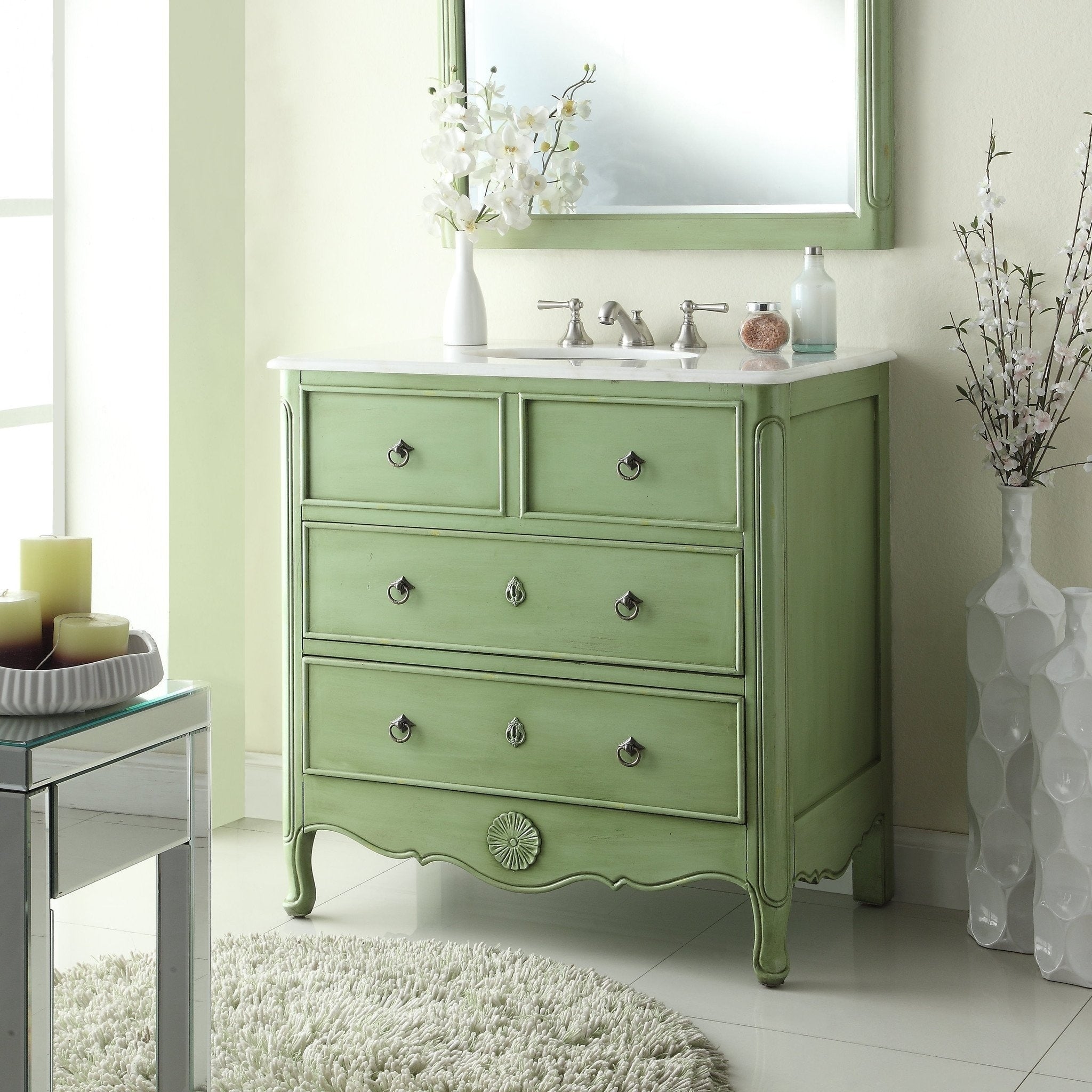 34 Benton Collection Vintage Green Daleville Bathroom Sink Vanity