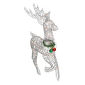 34 Pre Lit Silver Glittered Prancing Reindeer Christmas Yard Art Decoration