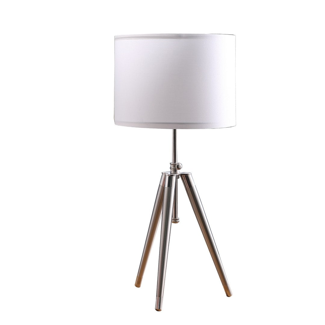 34.25 In Mid Century Adjustable Tripod Chrome Silver Metal Table Lamp
