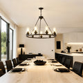 34.25 Modern 9 Light Black Wagon Wheel Chandelier With Light No Bulbs For Living Room Dining Room Kitchen E26
