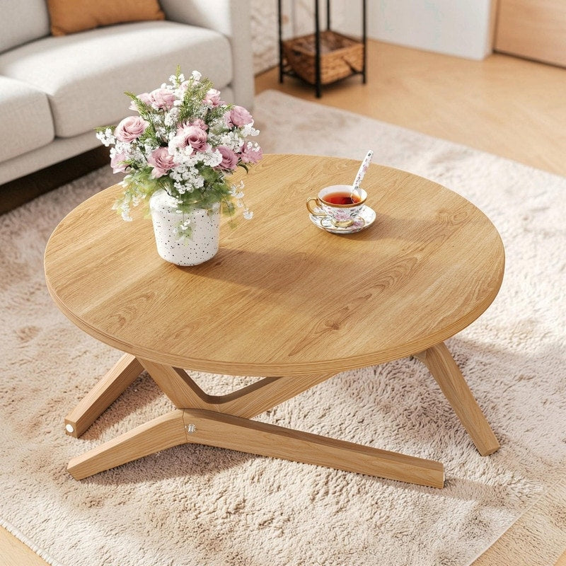 34.5 Round 2 In 1 Transformer Coffee Table With Adjustable Height