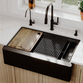 34 Deep Apron Front Single Bowl Quartz Kitchen Sink Kit