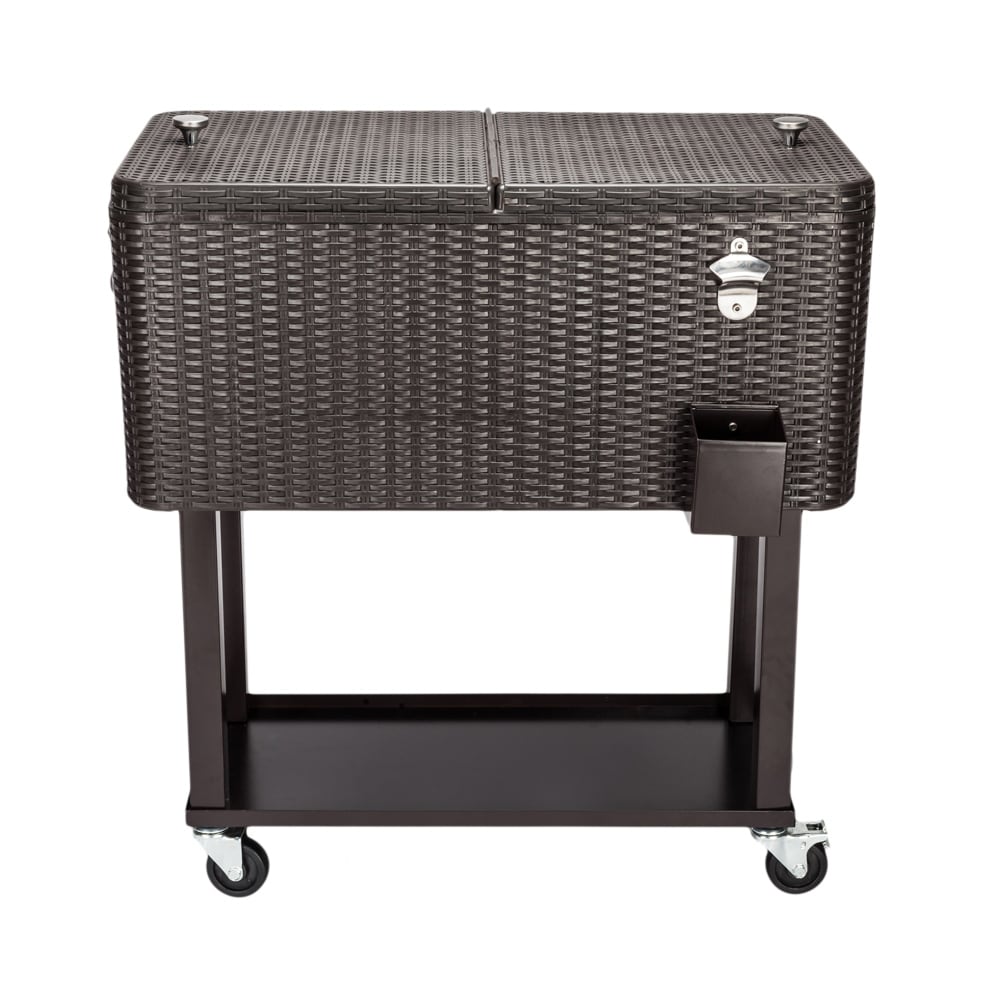 34 Rattan Square Legs Cooler With Shelf 80Qt