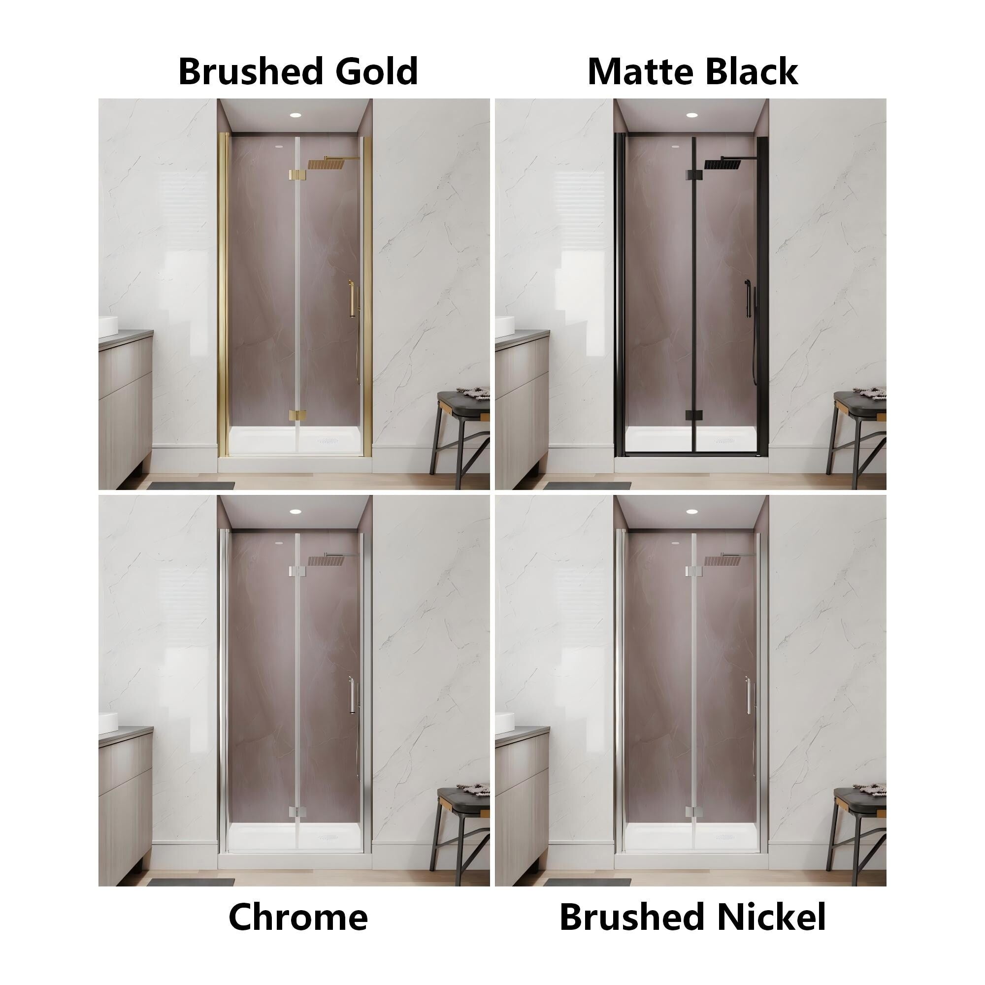 36 38 X72 Pivot Shower Door 1 4 Ansi Clear Glass 180Degree Dual Swing 2 Adjustable Width Reversible Enclosure