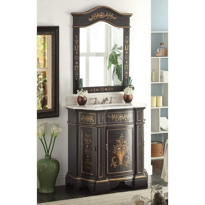 35 Benton Collection Crossfield Black Bathroom Vanity Mirror