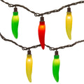 Set Of 35 Red Yellow And Green Chili Pepper Summer Garden Patio Christmas Lights Brown Wire