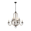 35 In Antique Bronze 8 Light Traditional Candelabra Chandelier With Crystal Accents For Dining Room Or Foyer W36