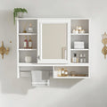 35 Inch Wall Mount 2 In 1 Mirror Cabinet Soft Closing Hinges With Adjustable Open Shelves
