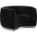 35 In.H Black Finish Velvet Upholstery Round Barrel Chair Piece Of 1 With Straight Arm 8 X 10
