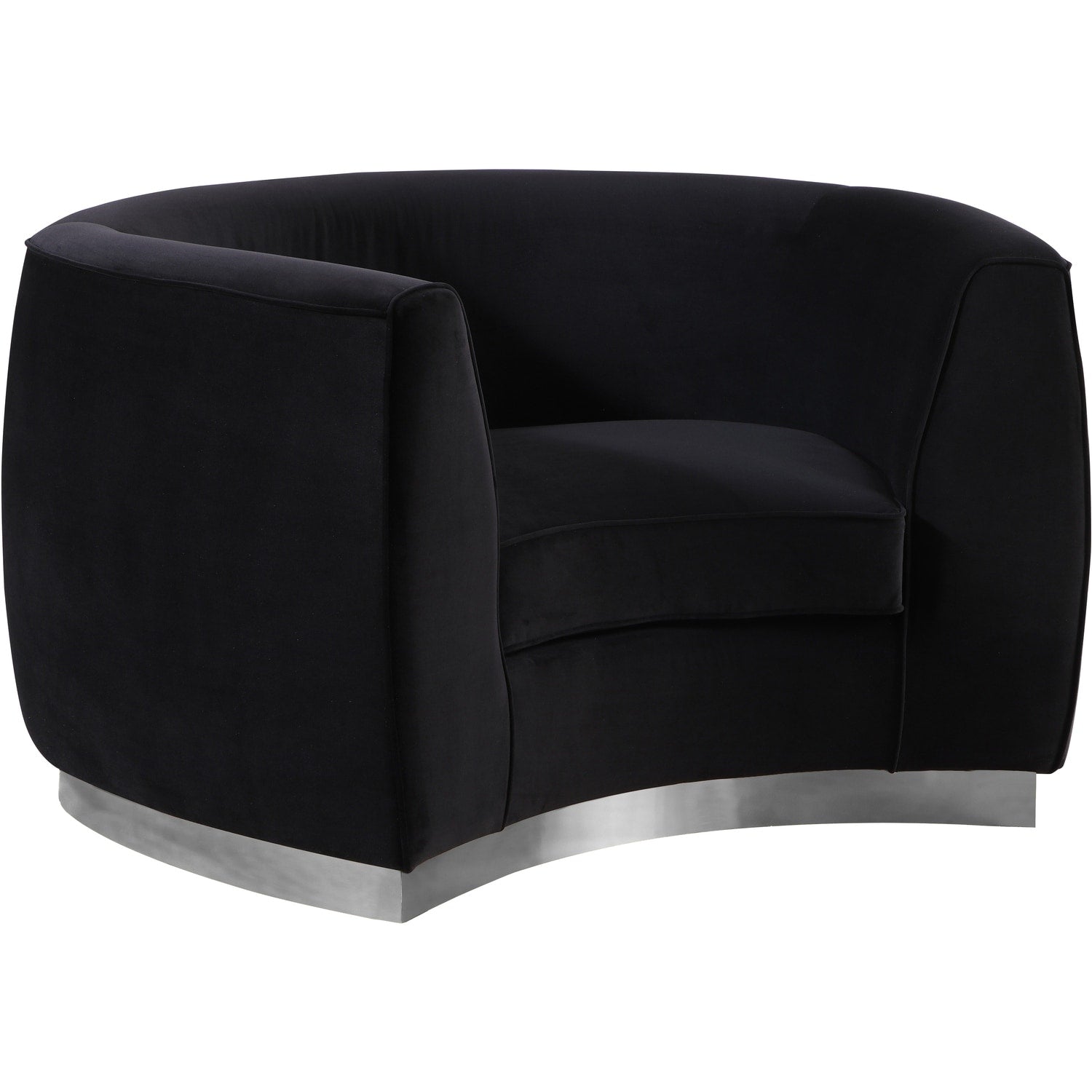 35 In.H Black Finish Velvet Upholstery Round Barrel Chair Piece Of 1 With Straight Arm 8 X 10