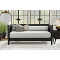 35 In.H Black Wood Frame Full Size Panel Bed With Microfiber Upholstery Material And Bed Frame Mounted