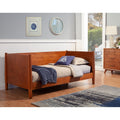 35 In.H Brown Wood Frame Twin Size Panel Bed With Microfiber Upholstery Material And Bed Frame Mounted