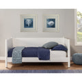 35 In.H White Wood Frame Twin Size Panel Bed With Microfiber Upholstery Material And Bed Frame Mounted