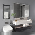 35 X 28 Inches Aluminium Medicine Cabinet Mirror With Led Light Defogging Function Cosmetic Storage Rack Hair Dryer Holder