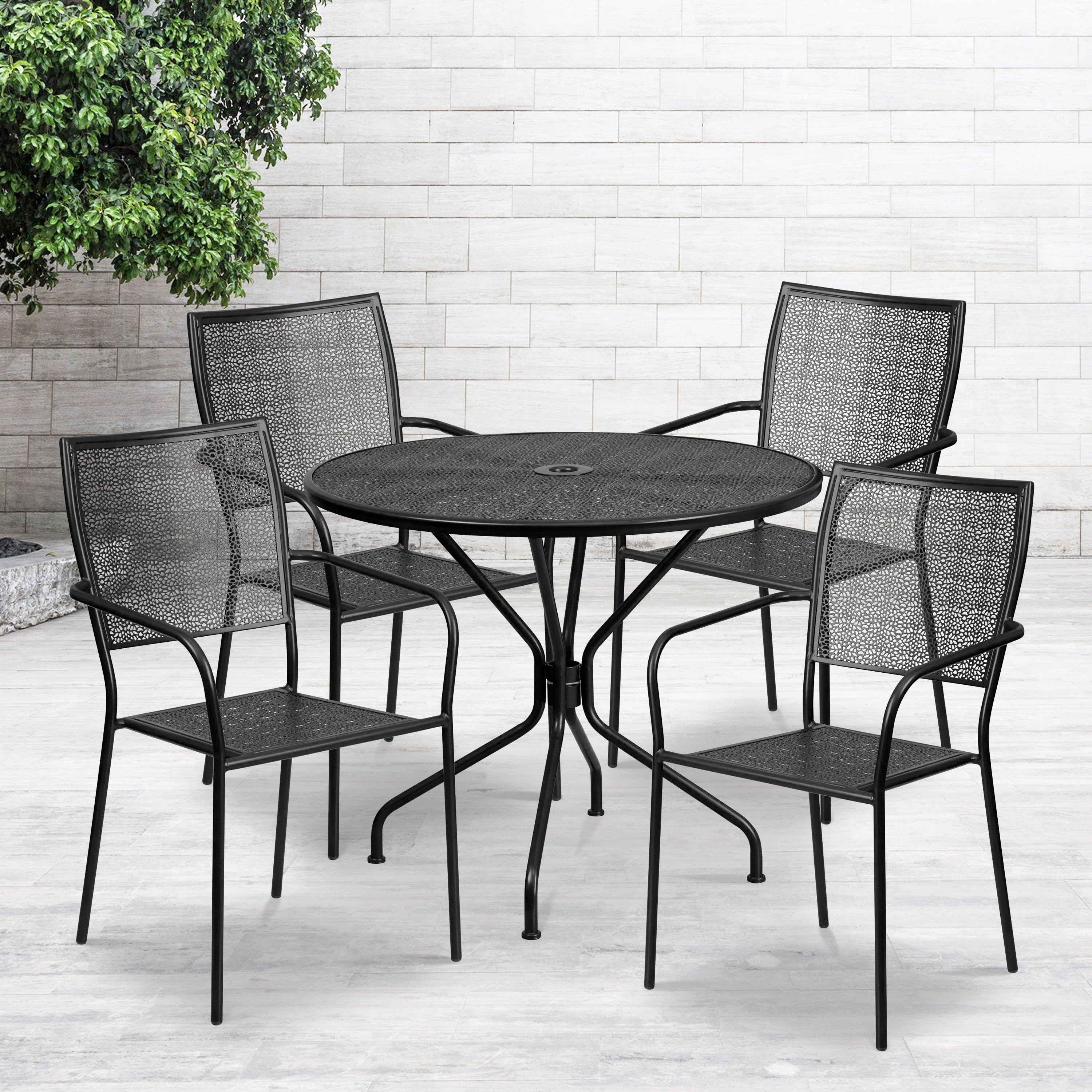 35.25Rd Patio Table Set 4Chair