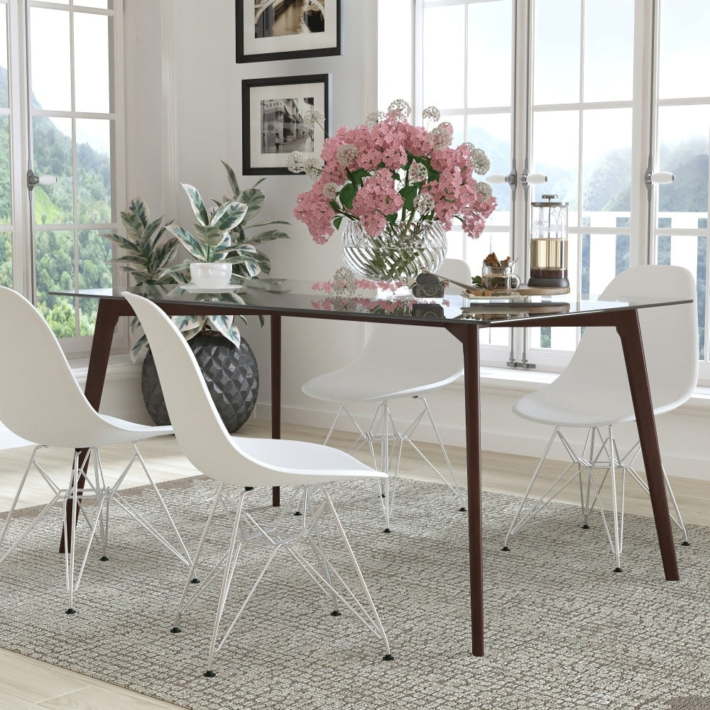 Lancaster Home Wood Table With Glass Top