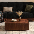 35.4 Inch Coffee Table Square Walnut Wood Design Suitable For Living Room. Walnut Wood Material For Bedroom Living Room