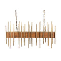 35.5 Wood Pendant Light With Metal Rods Distressed Gold