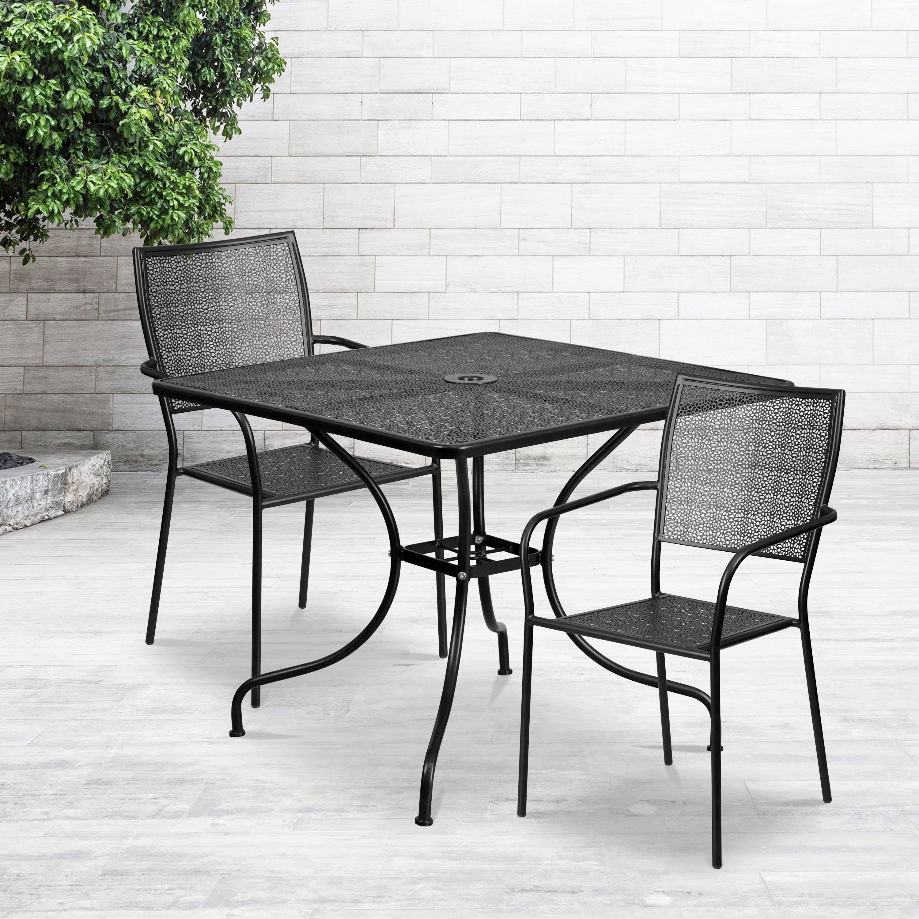 35.5Sq Patio Table Set 2Chairs