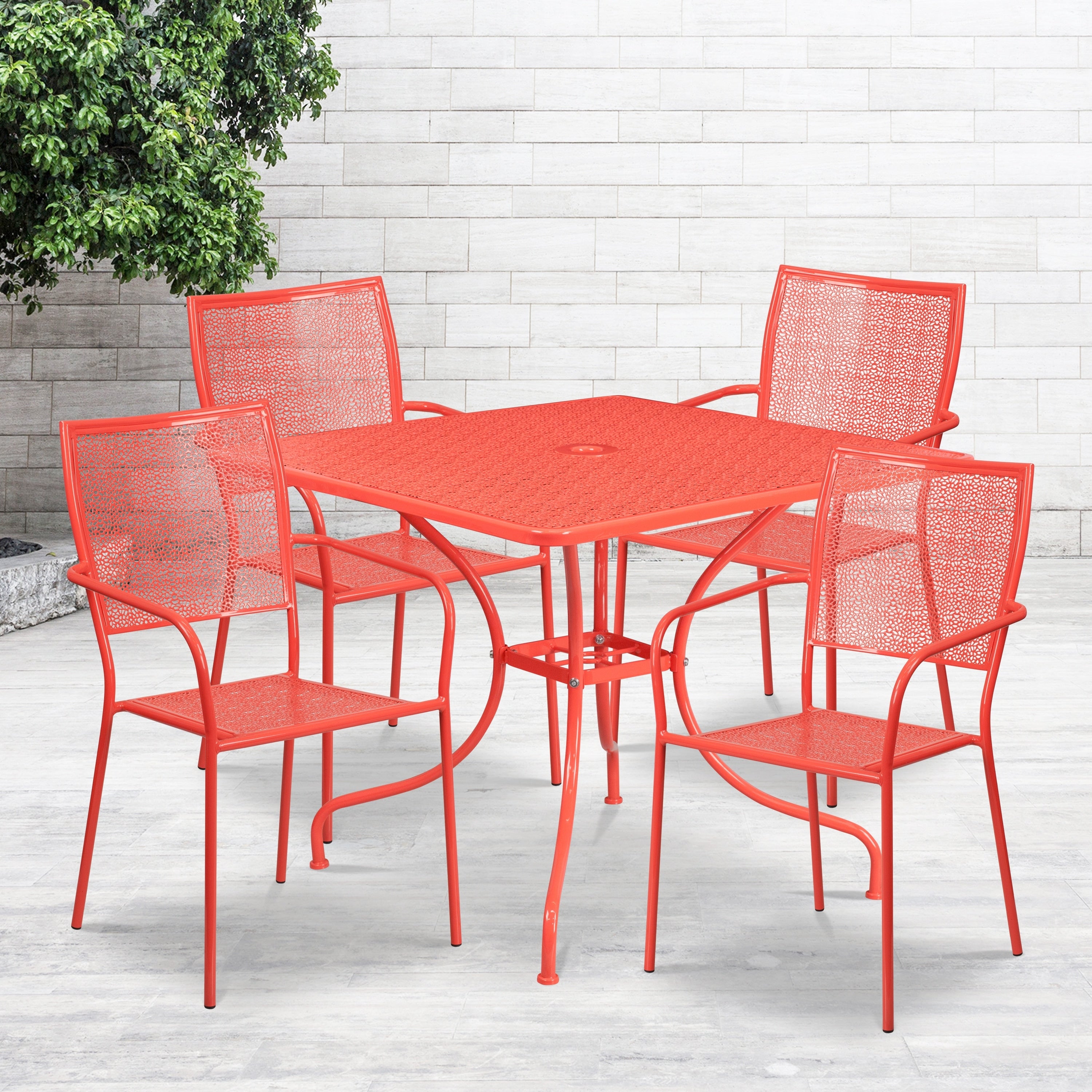 35.5Sq Patio Table Set 4Chairs