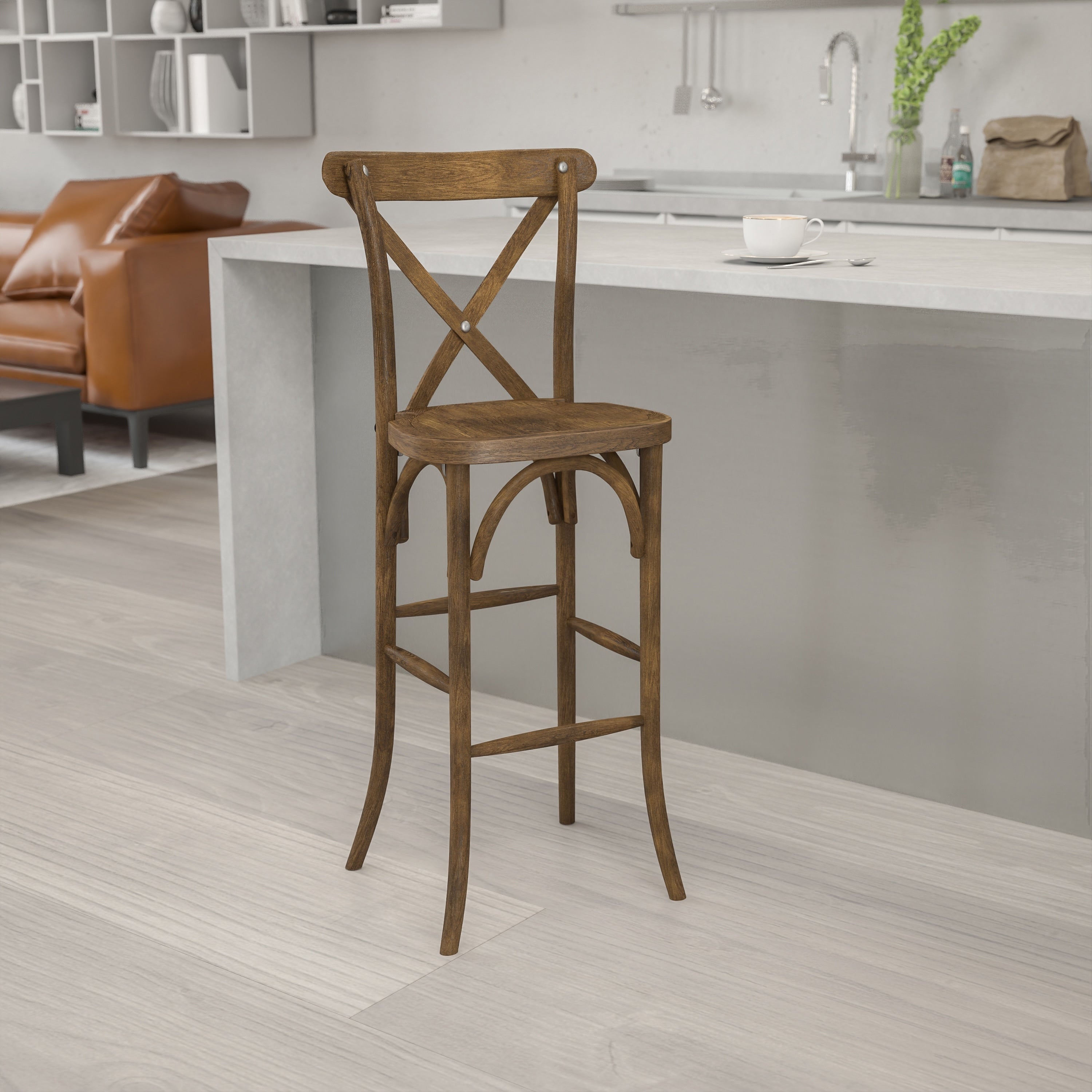 Lancaster Home Wood Cross Back Bar Stool