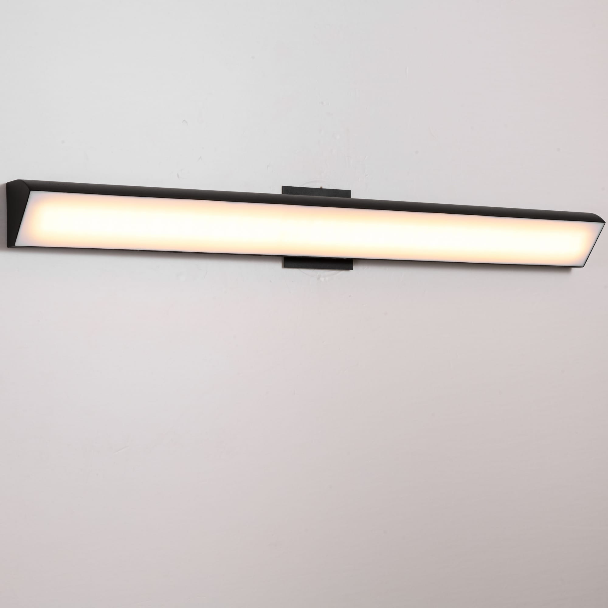 35W Modern Sleek Long Linear Satin Black Waterproof Integrated Led 3000K Outdoor Wall Sconce Flush Mount Light
