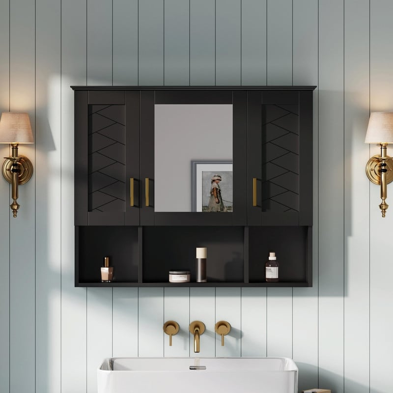 35 2 In 1 Wall Mounted Medicine Cabinet High Definition Mirror With Storage Adjustable Shelves Soft Close Doors