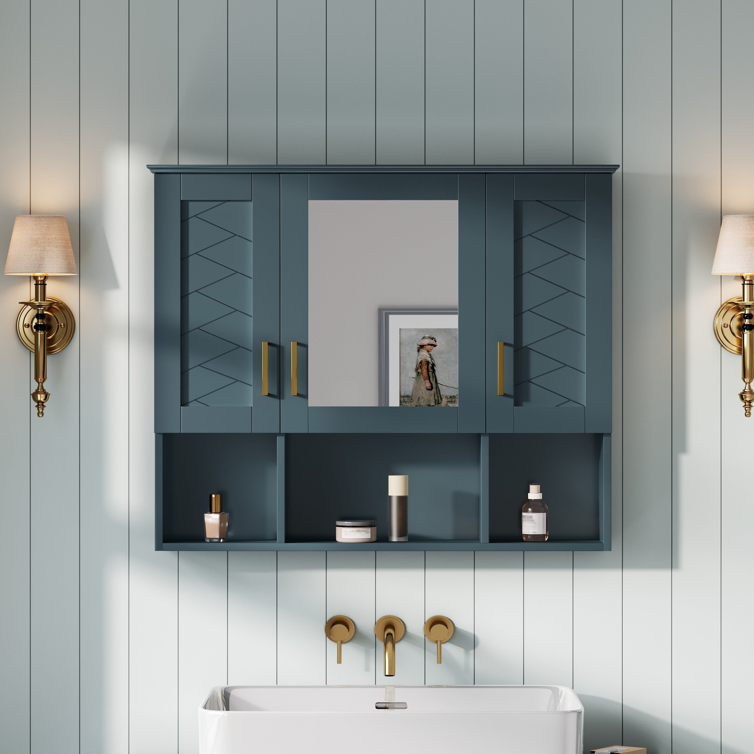 35 2 In 1 Wall Mounted Medicine Cabinet With Adjustable Shelves Soft Close Doors High Define Mirror With Storage