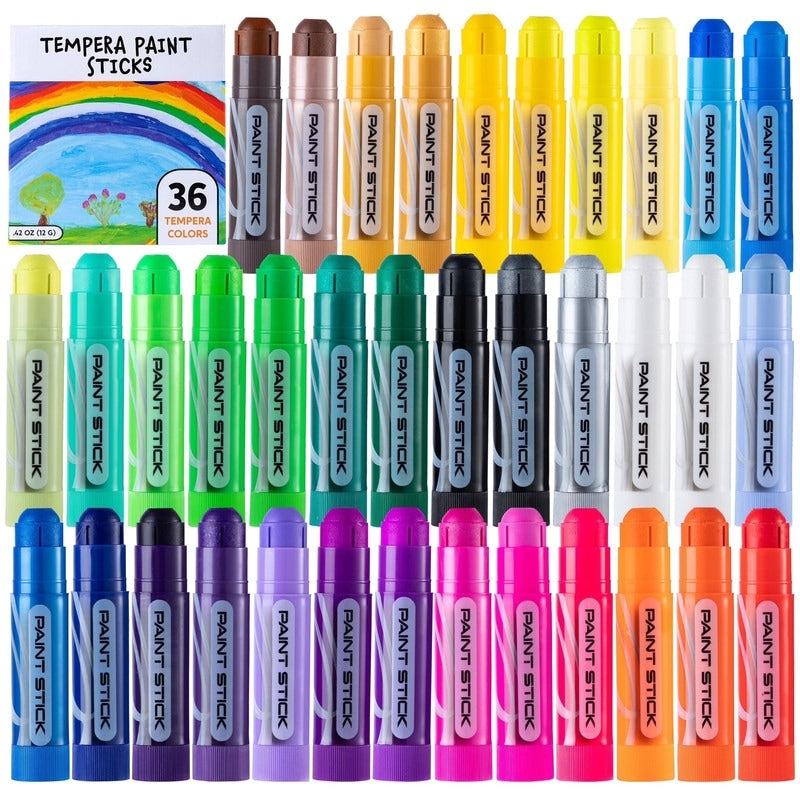 36 Colors Washable Tempera Paint Sticks Multicolor